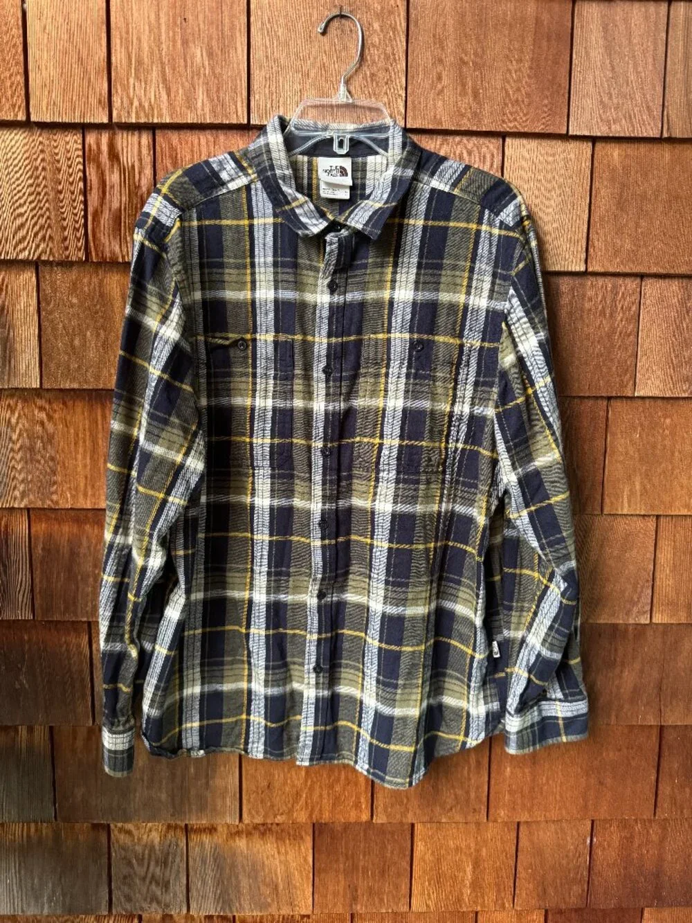 The North Face Navy/Green Plaid Arroyo Long-Sleeve Flannel Shirt - Men's X-Large